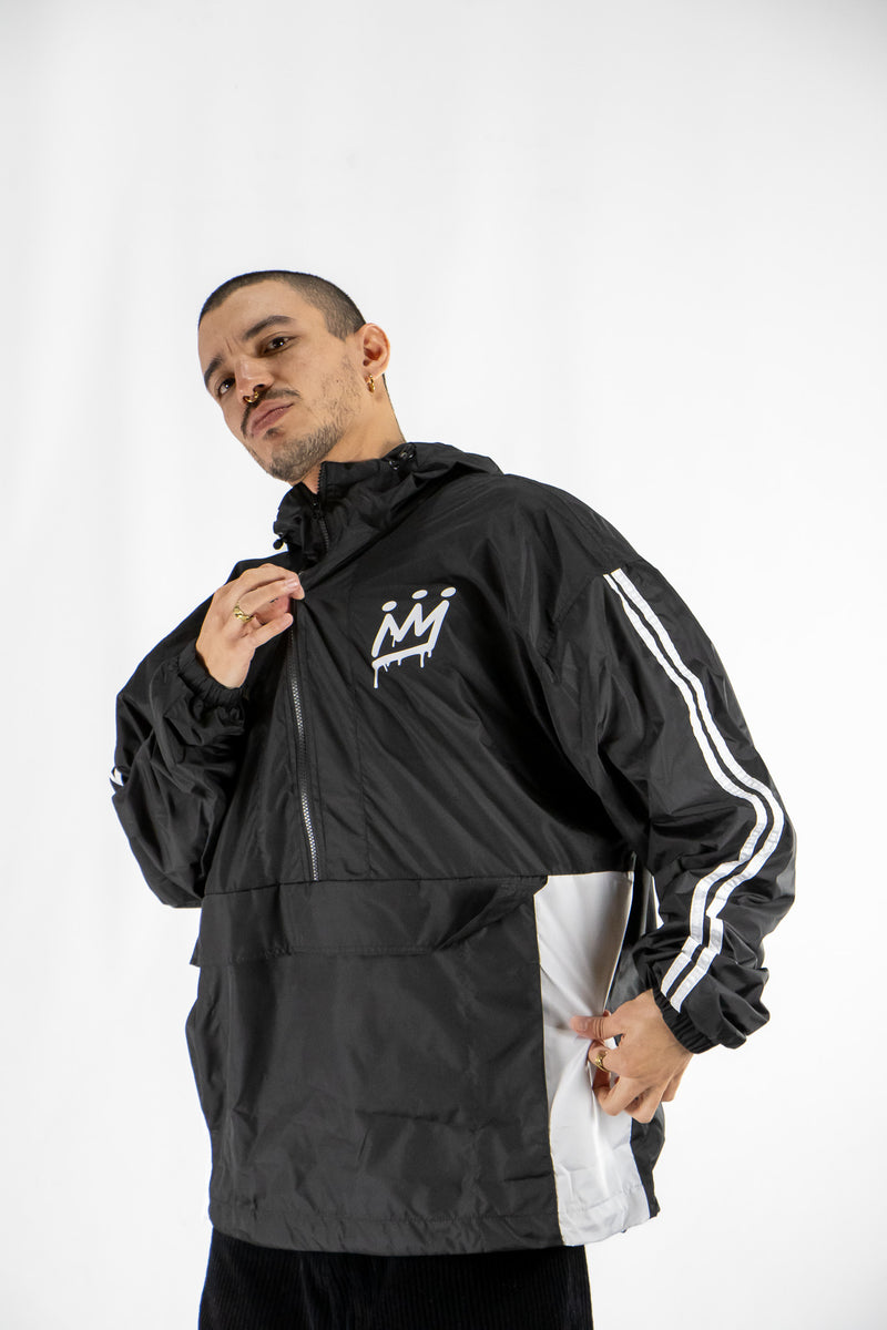Anorak King Of Art Rompeviento Unisex Somer Negro Y Blanco