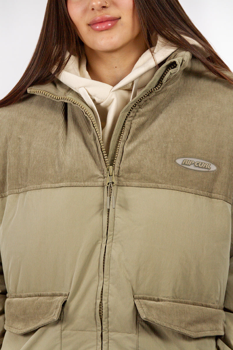 Campera Rip Curl Mujer G JK CORD (N7) Puffer High Tide Verde