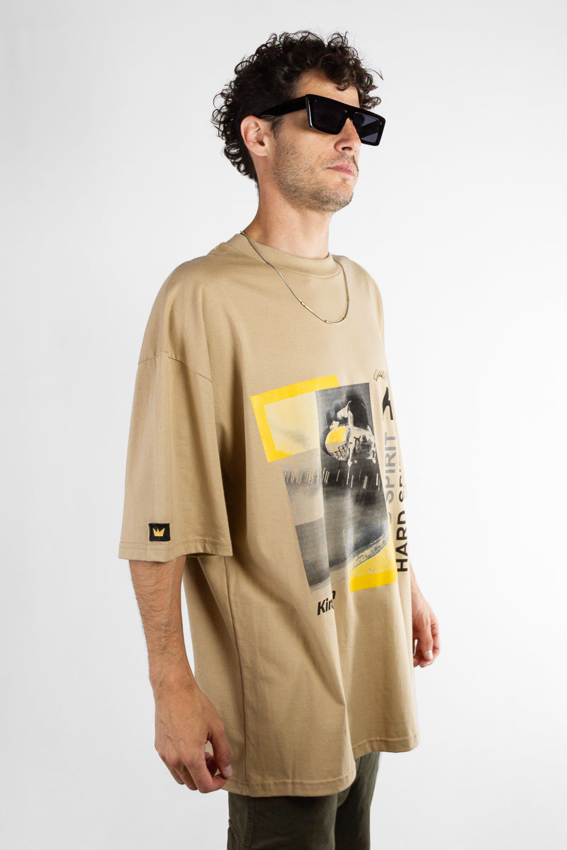 Remera Hombre Kingpin Oversize Beige Y6