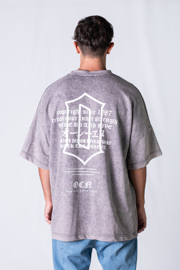 Remera Ocn H Acid Process Gris Claro