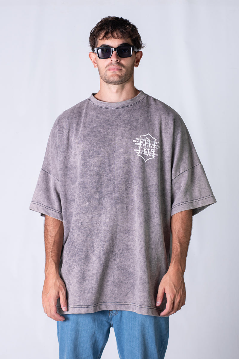 Remera Ocn H Acid Process Gris Claro