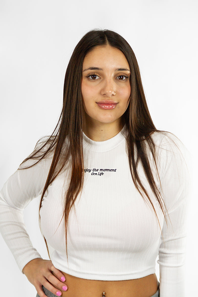 Remera Manga Larga Ocn M Line Blanca 602U2
