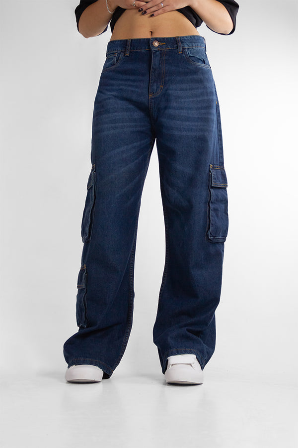 Pantalon Ocn Mujer JE Cargo Azul