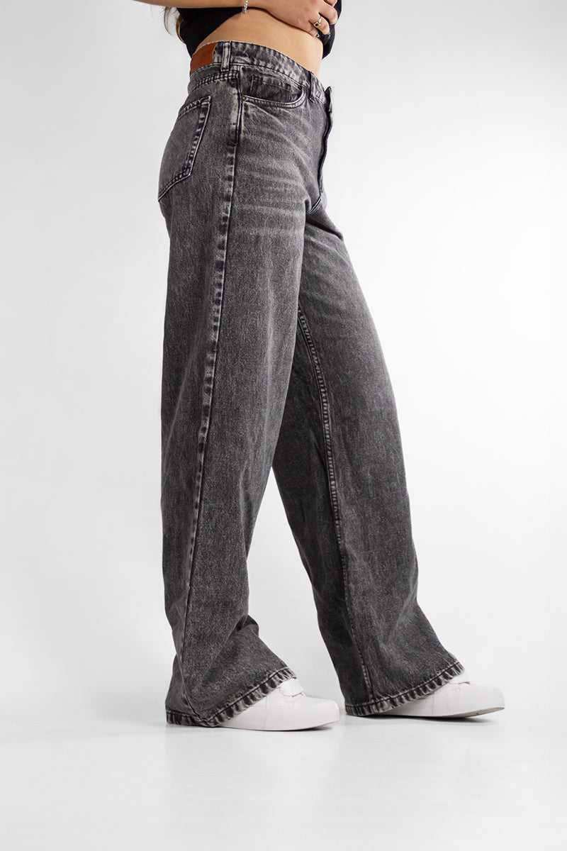 Jean Ocn Mujer Wide Leg Grey