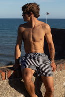 Short De Baño Ocn H Pinstripes Imp Negro