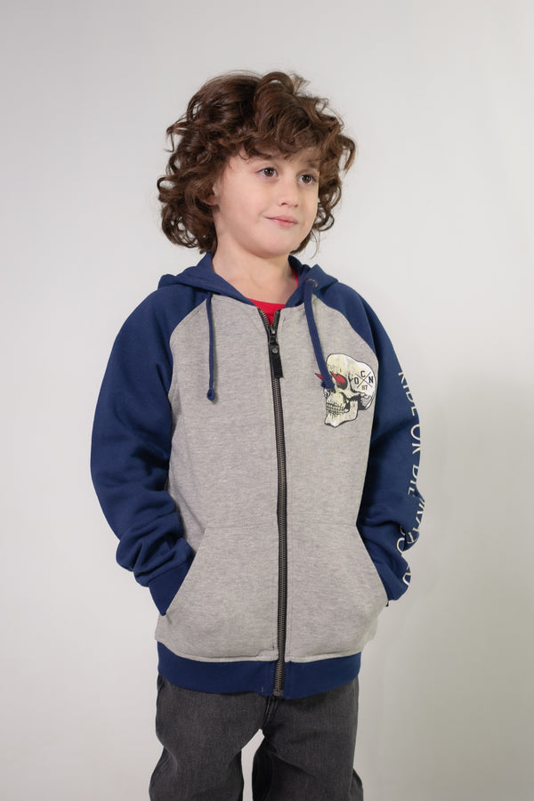 Campera Ocn Kids Hoodies Comb Imp Melange Azul Calaca