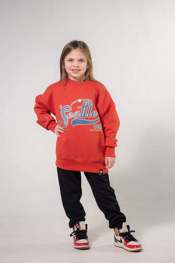 Buzo Ocn Kids Oversize Varsity Rojo V3