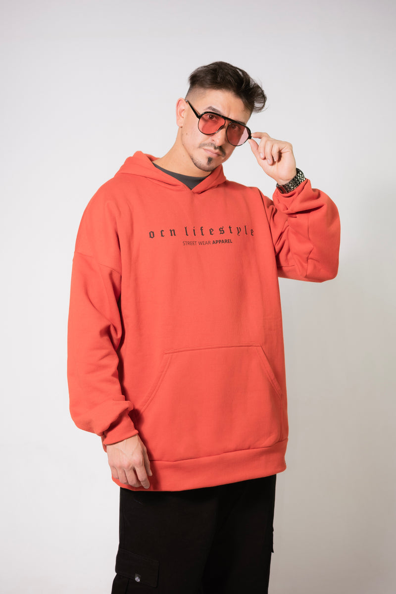 Buzo Ocn H Canguro Oversize Urban Print Rojo P8