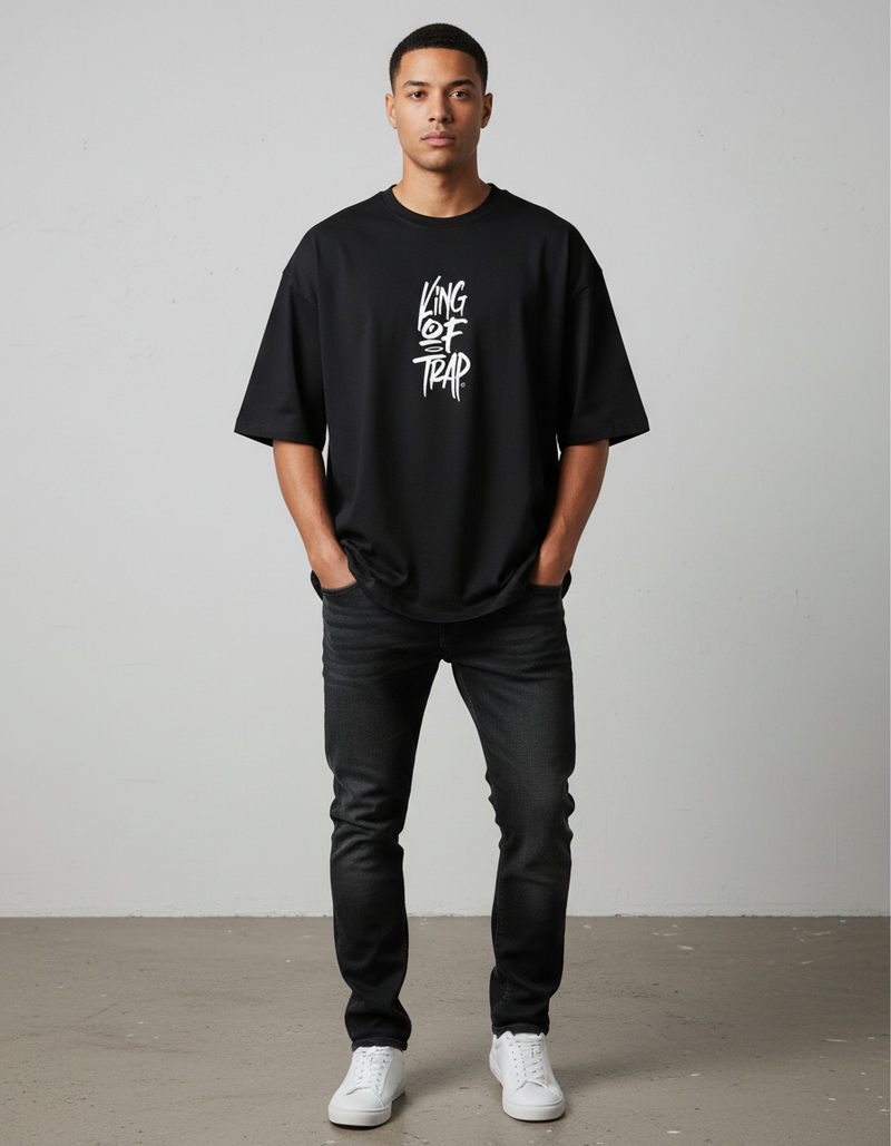 Remera King  Of Art Cracked Wash Negro