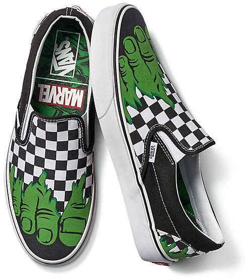 Zapatilla Vans Kids classic slip on u44 Marvel Hulk checkerboard OFERTA