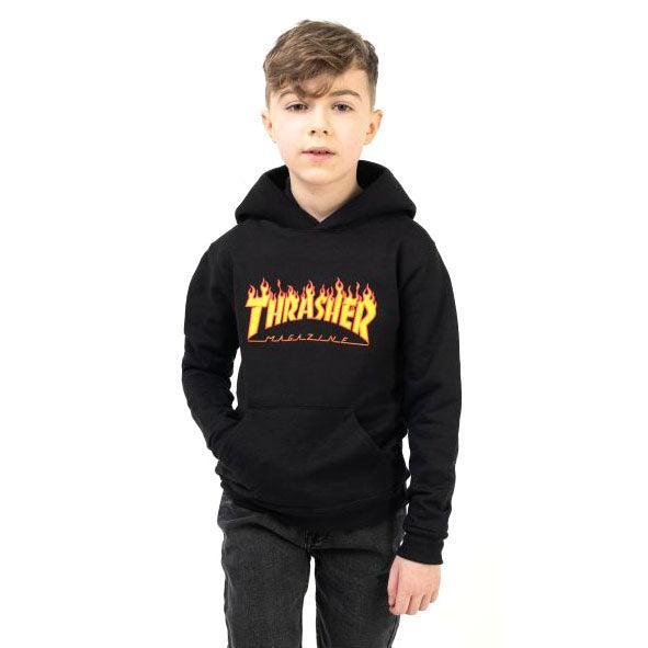 Buzo Thrasher Kids Hoodie Flame Negro