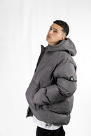Campera Dc H Puffer Gris Oscura