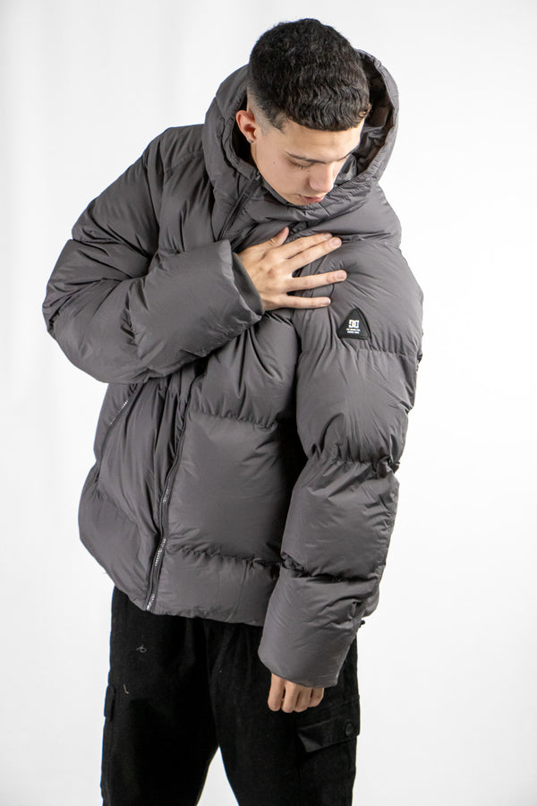 Campera Dc Puffer Gris Oscura