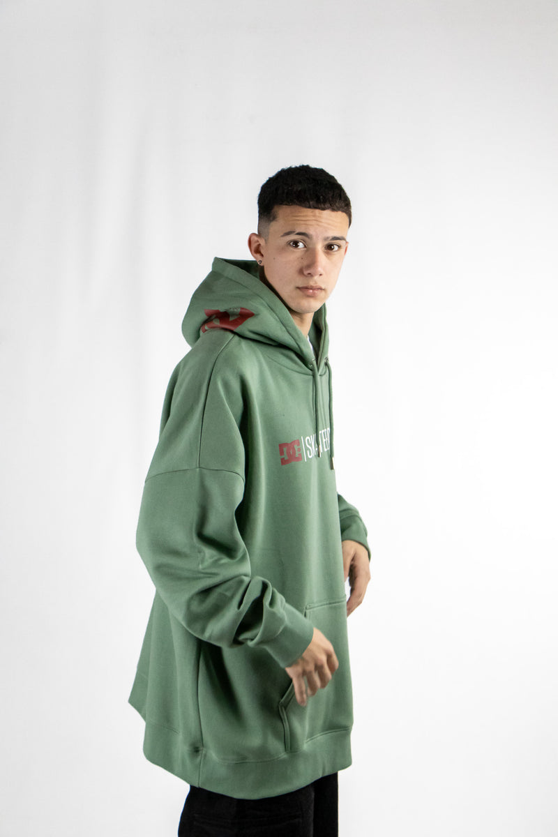 Buzo Dc Hombre Canguro Minimal Verde