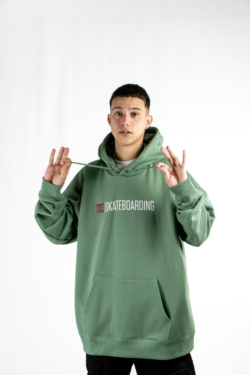 Buzo Dc Hombre Canguro Minimal Verde