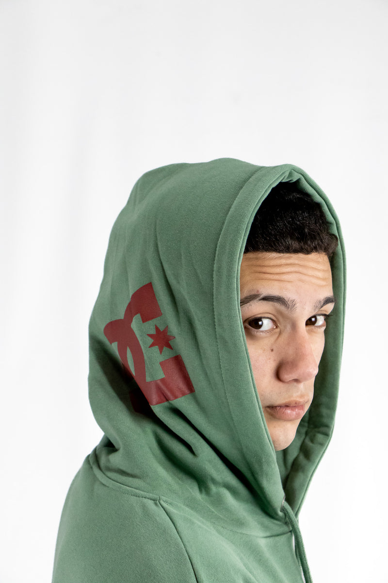 Buzo Dc Hombre Canguro Minimal Verde
