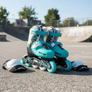 Rollers Stark Kids Extensible Crazy Skull Turquesa Kit Con Protecciones