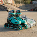 Rollers Stark Kids Extensible Crazy Skull Turquesa Kit Con Protecciones