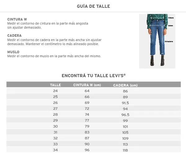 Medidas de jeans levis sale