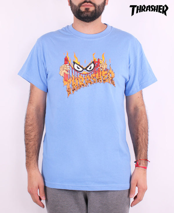 Remera Thrasher T-Shirt Sucka  Free Celeste