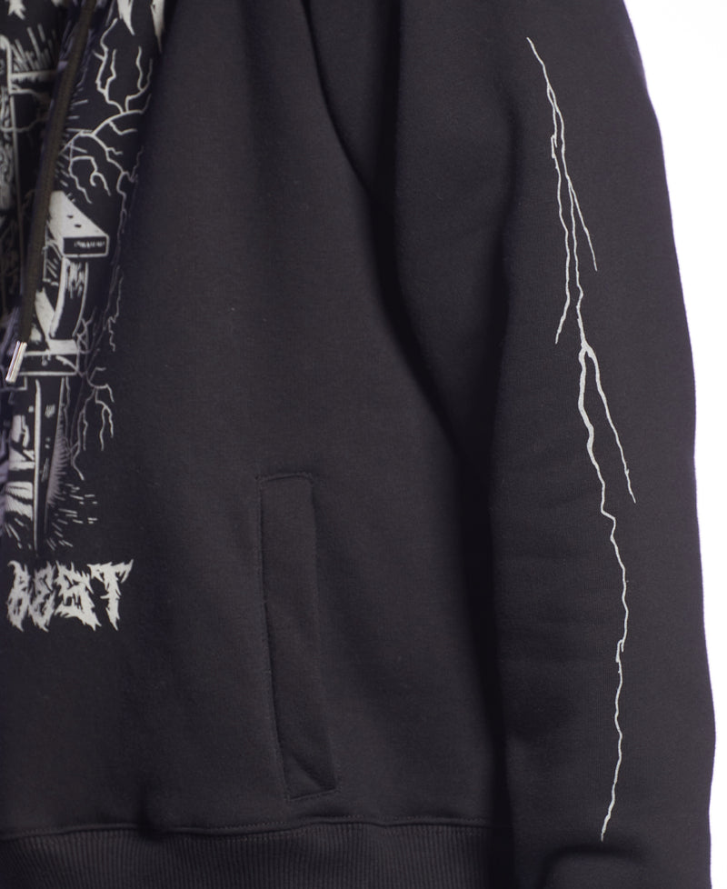 Buzo Independent Indy Fe Hood Boxy Double Print Negro