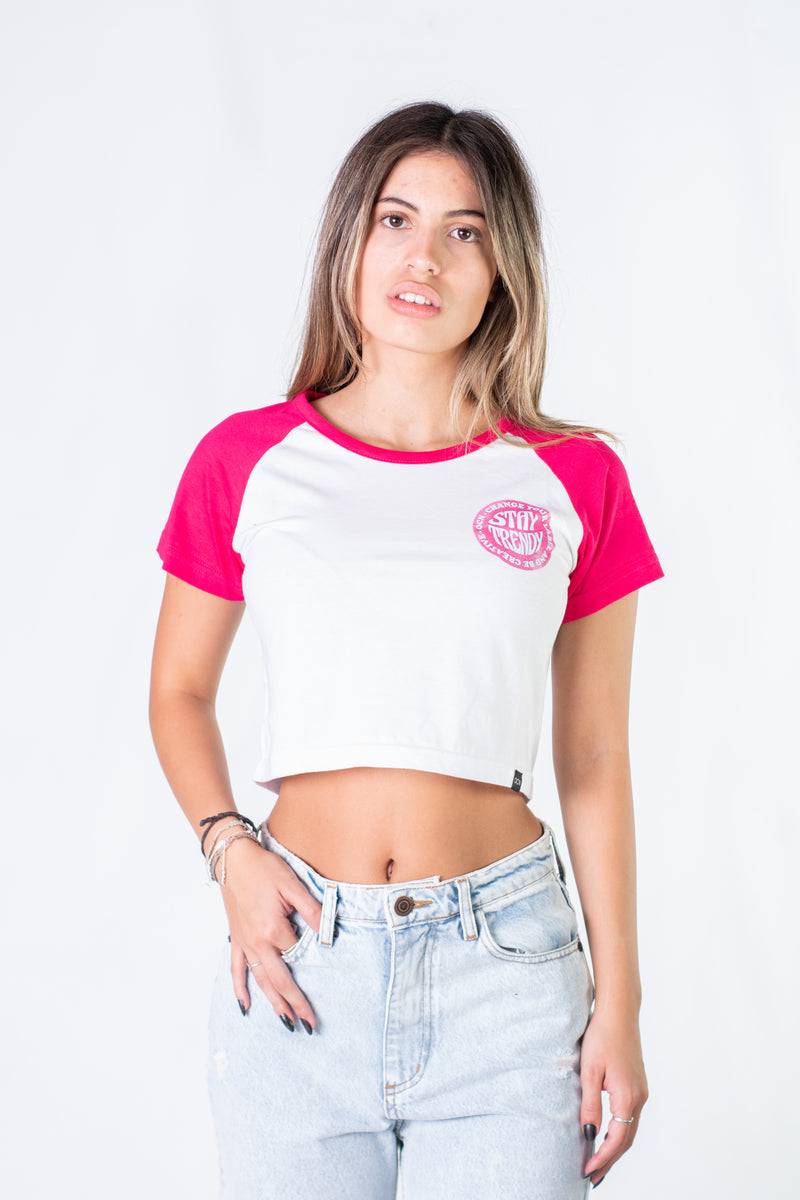 Remera Ocn Pupera Crop Rmc M Angie Blanco Cereza Claro