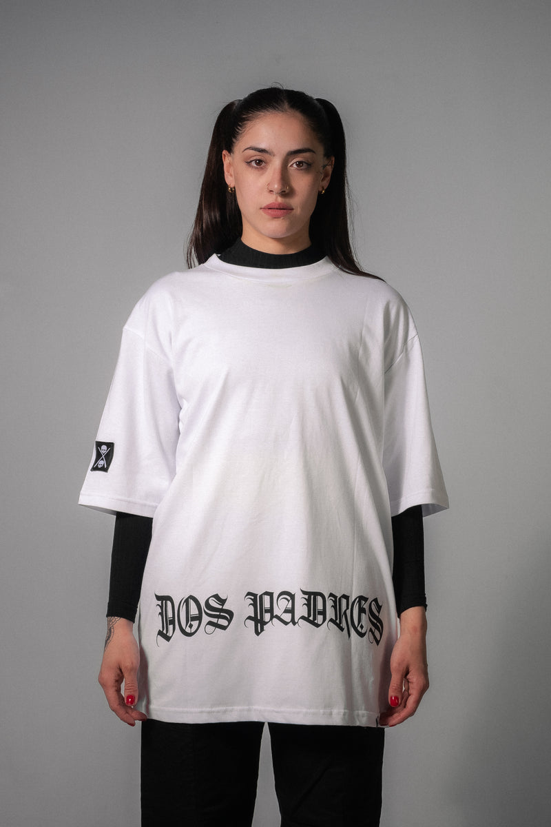 Remera Dos Padres Unisex Oversize Diseño 075 Blanco