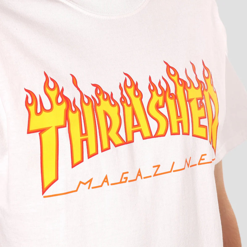 Remera Thrasher H Flame White Blanco