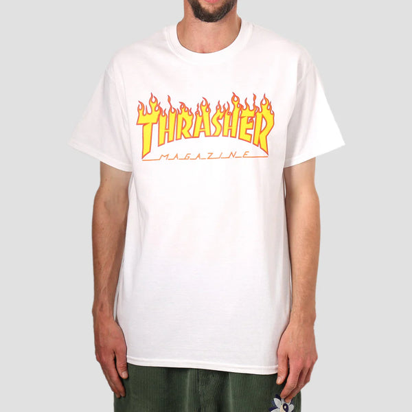 Remera Thrasher H Flame White Blanco