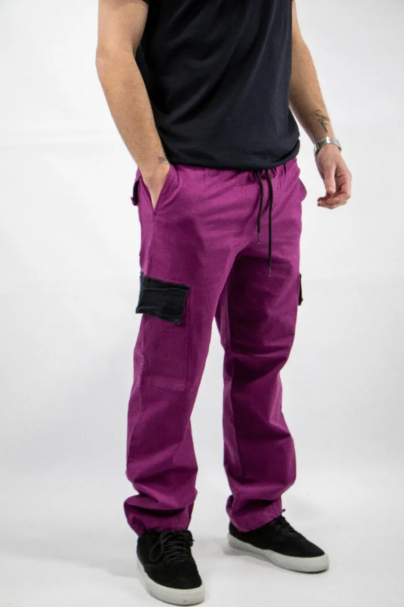 Pantalon Ocn Unisex Cargo Comb Violeta Negro