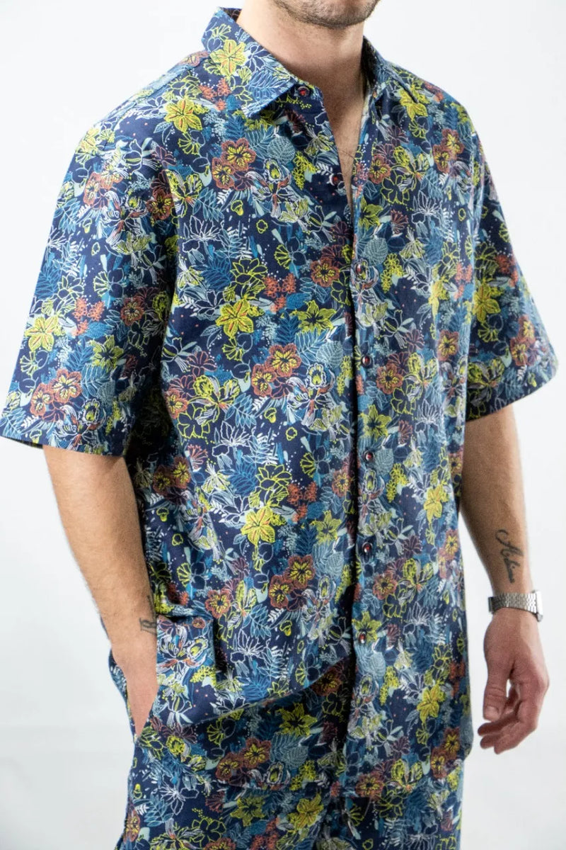 Camisa Ocn H Marigot Floreado Azul