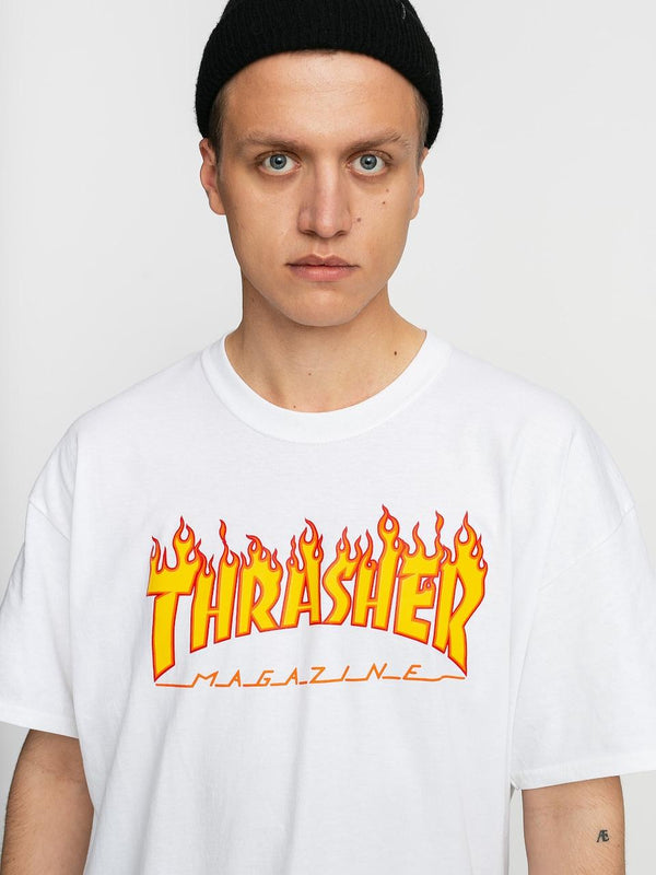 Remera Thrasher Flame White