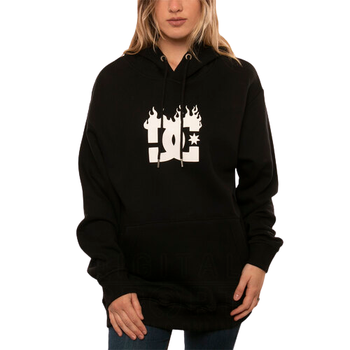 Buzo Dc Mujer Canguro Hot Fire Negro