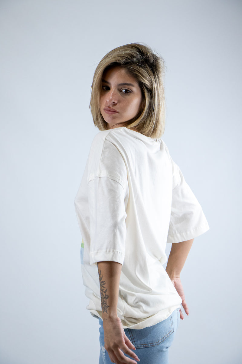 Remera Roxy Mujer Beige Mc Sweet Jane Oversize