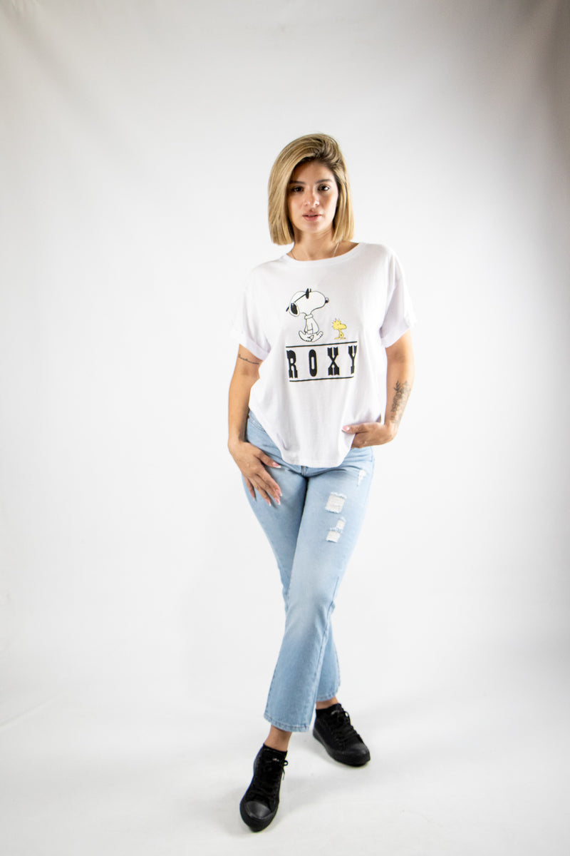 Remera Roxy Rem Mc Peanuts Blanco