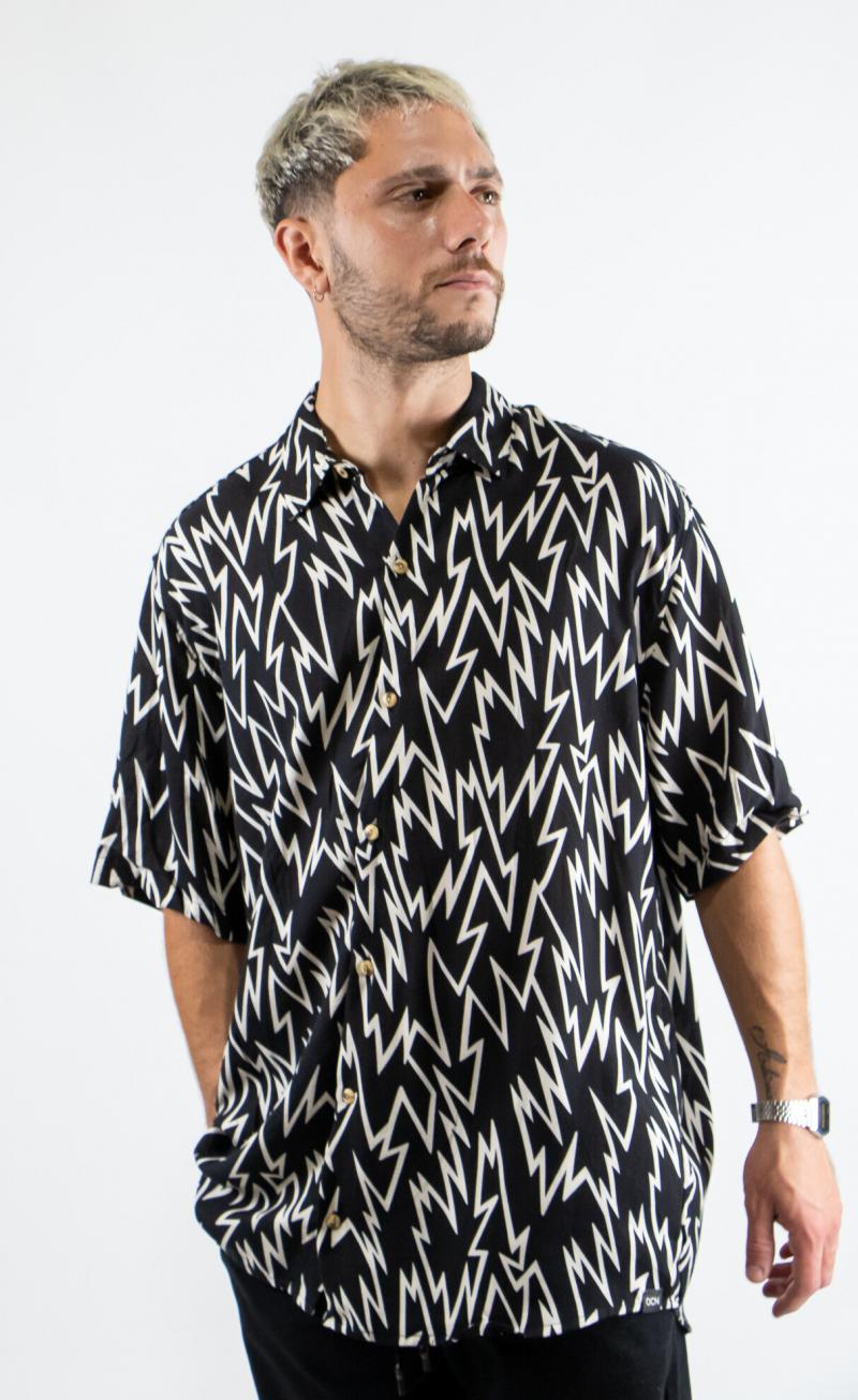 Camisa OCN H Malibu Negra Estampa ZigZag NyB