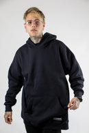 Buzo Ocn Canguro H Basic Negro Capucha Azul