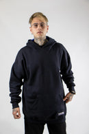 Buzo Ocn Canguro H Basic Negro Capucha Azul