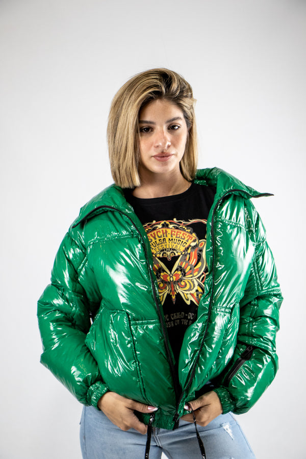 Campera King Of Art Puffer Mujer Zip Verde