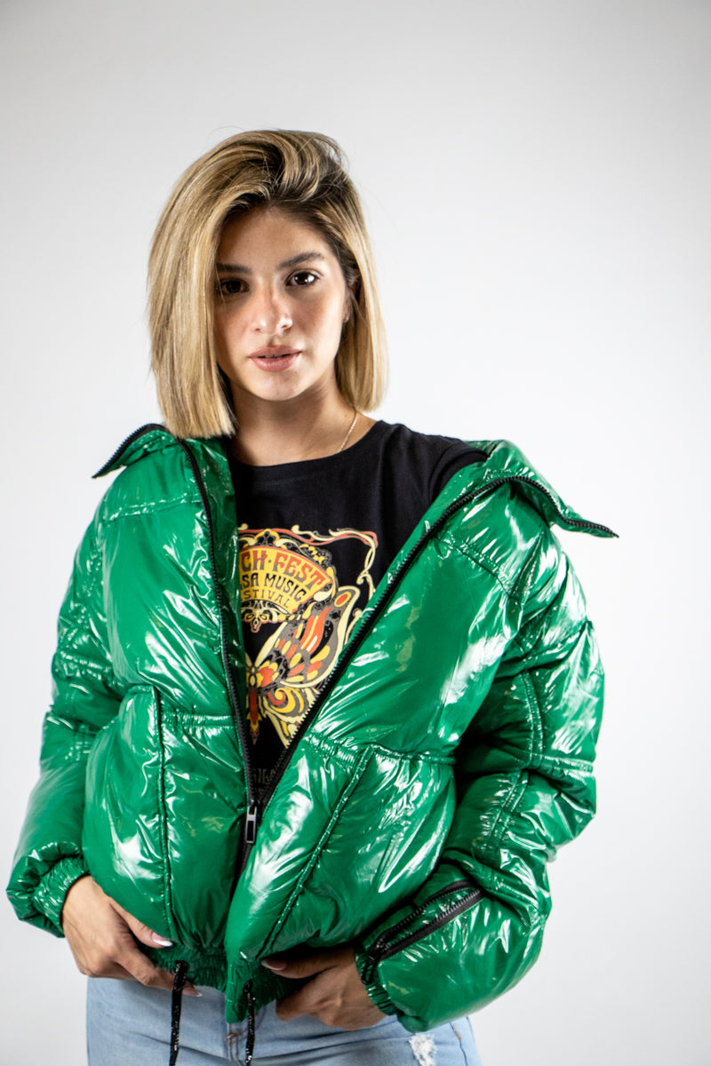 Campera King Of Art Puffer Mujer Zip Verde 💚