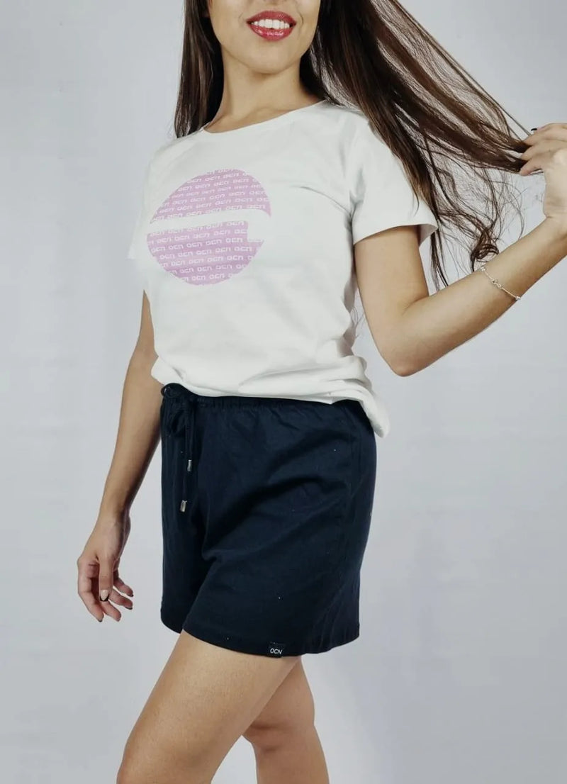 Remera Ocn Alice Blanco Rosa