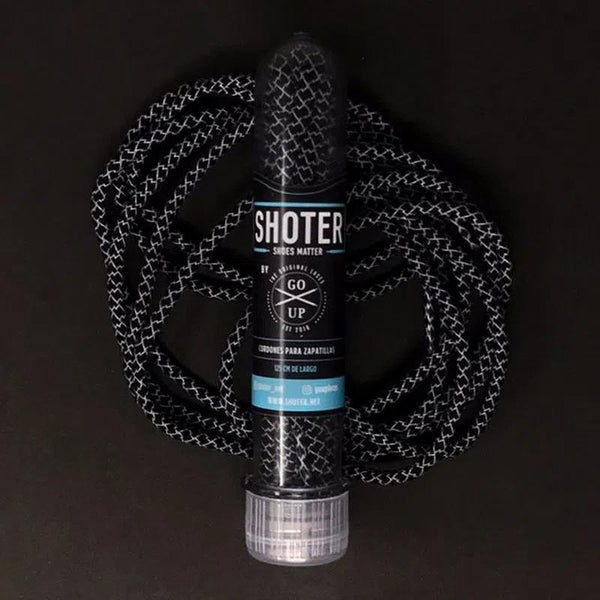 Cordones Shoter Flat Reflex Negro