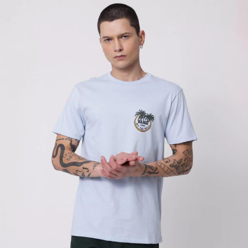 Remera Vans Paradise Dual Palm Slim Celeste